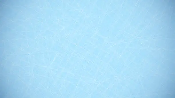 Vector illustration of blue background with lines of scratches from hockey skates on ice. Hockey field covering. Background for sports competitions. Vector