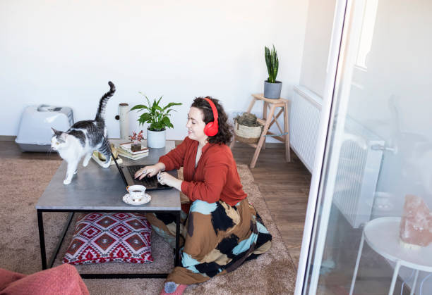 istock Woman living and working with pets 1301187962