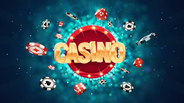 hazard kasyno online gry rekreacyjne ilustracja wektorowa. wygraj w grze hazardu. żetony i kości eksplodują na ciemnym niewyraźnym tle - gambling dice casino backgrounds stock illustrations