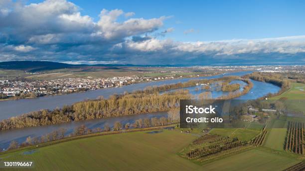Rhine River And Flooded River Banks Rheingau Area Germany Stock Photo - Download Image Now