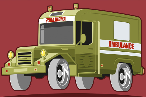 Easy editable military 
ambulance vector illustration.