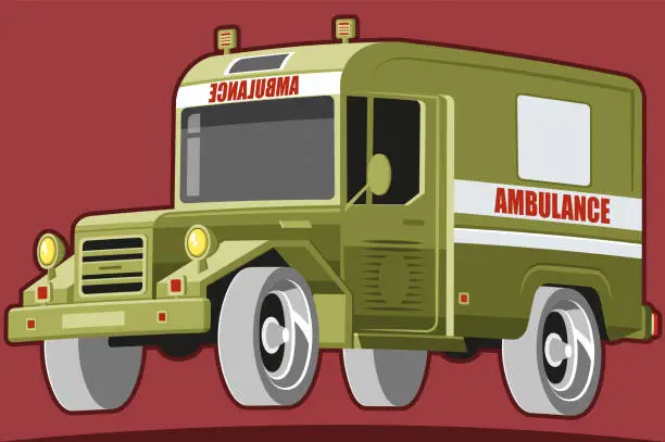 Vector illustration of Army ambulance