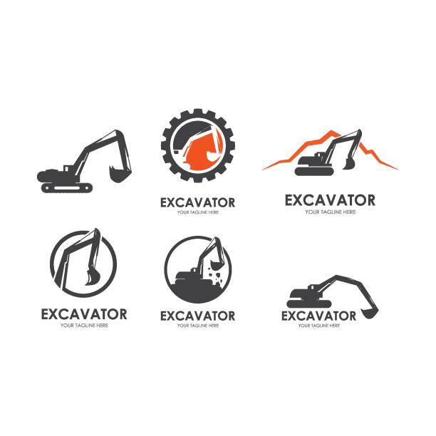 Excavator Excavator logo illustration vector design mechanical digger stock illustrations