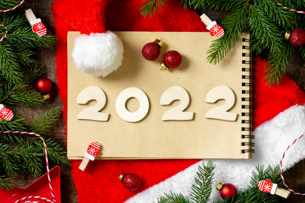 istock Happy New Year 2022. The number 2022 is written in a notebook. Top view 1301201718