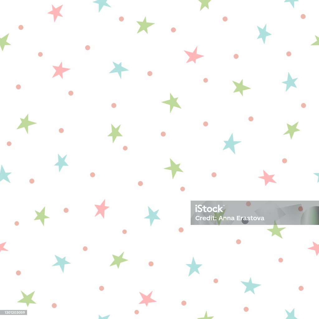 Simple Star Pattern Random Dots Cute Seamless Pattern With Scattered Small Stars And Dots Simple Vector ...