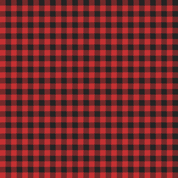 Red lumberjack pattern. Red and Black Lumberjack seamless background. Woodcutter plaid pattern. Template for clothing fabrics. Tartan flannel shirt patterns. Vector texture. EPS 10. celtic cross stock illustrations