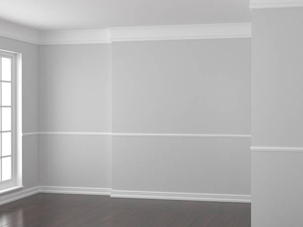 istock Empty room with gray walls and a window. 3d render illustration 1301215478