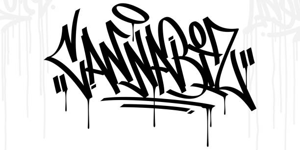 graffiti-stil handgeschrieben wort cannabis vektor illustration kunst - graffiti marijuana urban scene city life stock-grafiken, -clipart, -cartoons und -symbole