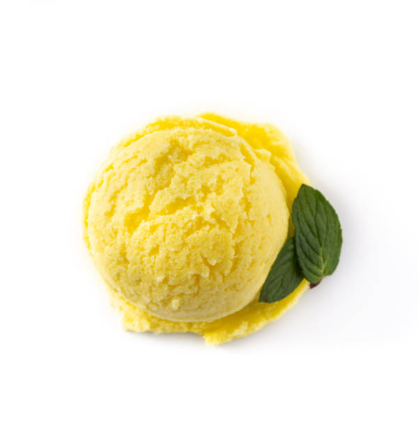 istock Lemon ice cream scoop decorated with mint leaves 1301221150