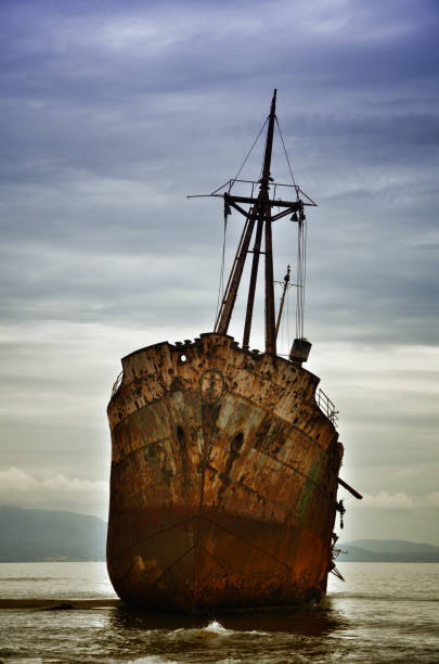 istock Dimitrios is an old ship wrecked on the Greek coast and abandoned on the beach 1301222142