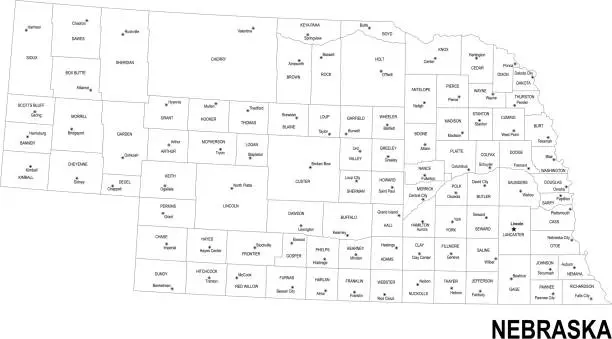 Vector illustration of Outline map of Nebraska