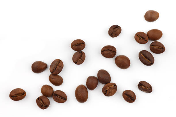 istock Coffee beans on a white background close-up top view 1301225739