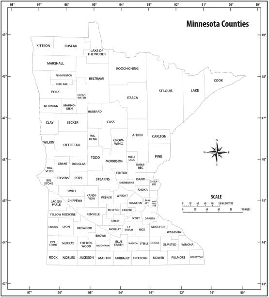 minnesota state outline map in black and white minnesota state outline administrative map in black and white minnesota stock illustrations