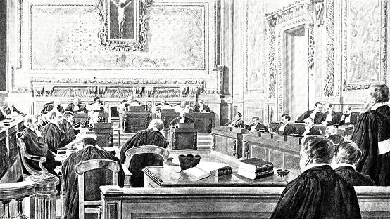 The Court of Cassation (Cour de cassation) is the highest ordinary court. He is based in Paris. Illustration from 19th century.