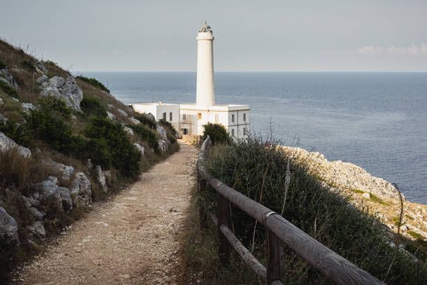 Path to the lighthouse - Faro di Punta Palascia, Otrante, Province of Lecce, Italy stock photo