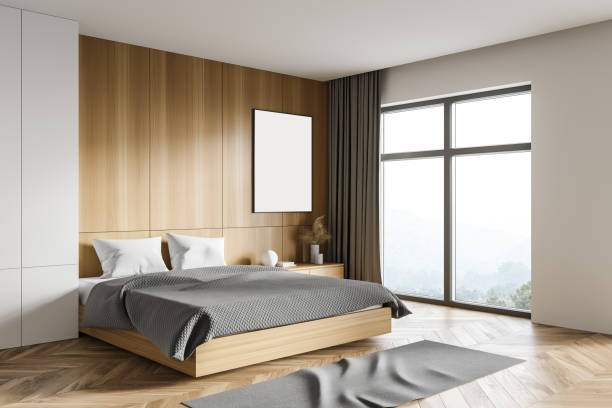 istock White and wooden bedroom corner with poster 1301237019