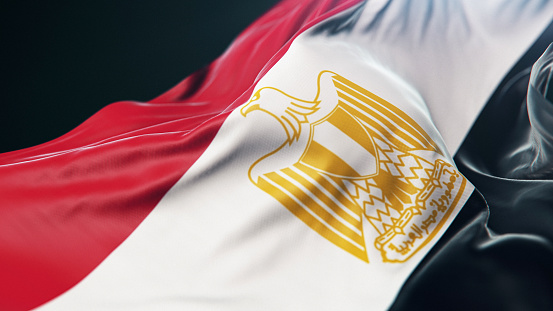 3d illustration flag of Egypt. Egypt flag waving isolated on white background with clipping path. flag frame with empty space for your text.