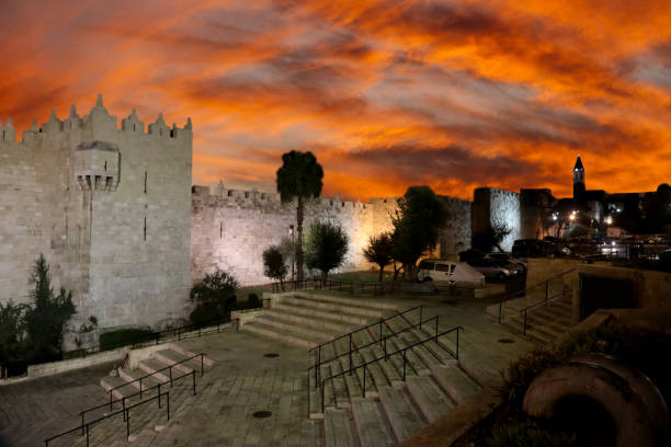 istock Jerusalem old city Damascus Gate aerial view sunset 1301239522