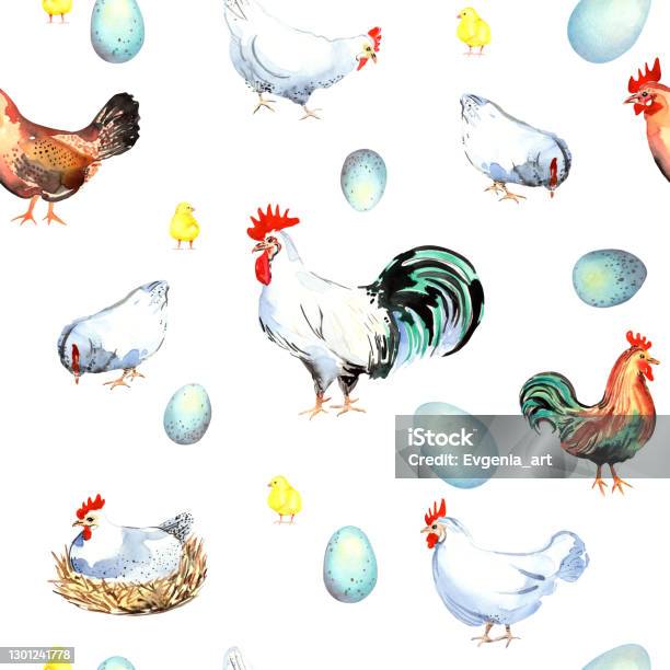 Chicken Vector Pattern Chicken Pattern Stock Illustration - Download Image Now - Agriculture ...