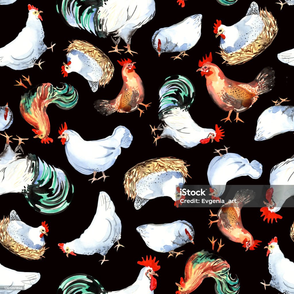 Chicken Pattern Design Chicken Pattern Stock Illustration - Download Image Now - Agriculture ...