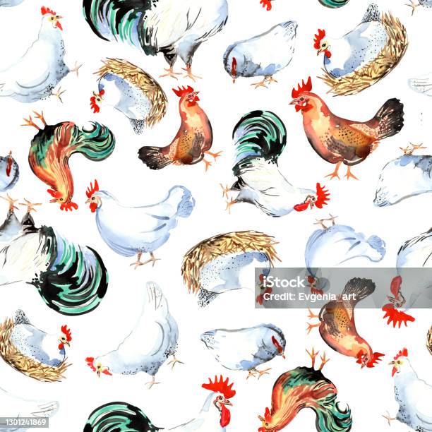 Chicken Pattern Design Chicken Pattern Stock Illustration - Download Image Now - Agriculture ...