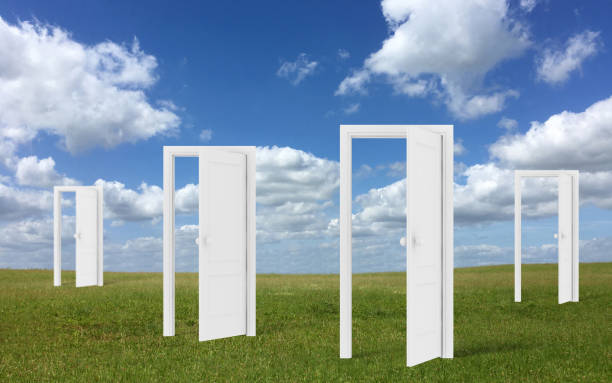 istock Decision choice opportunity door entrance 1301243243