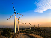 Wind farm at sunset.