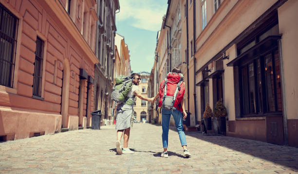 istock Tourist couple sightseeing; Traveller lifestyle 1301245073