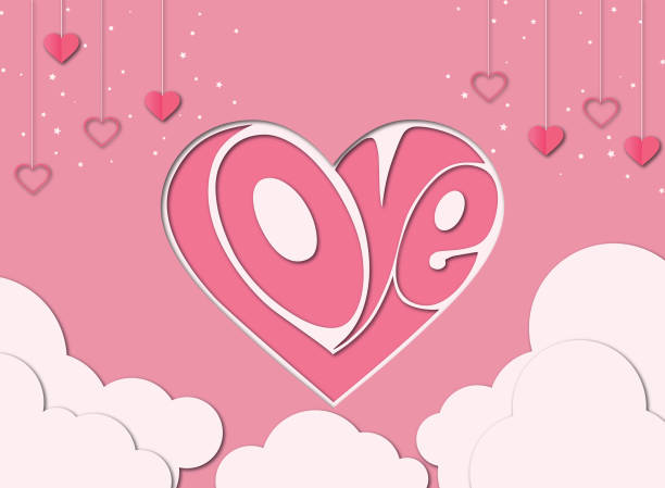 illustration of love and valentine day, vector, paper cut art style illustration of love and valentine day, vector, paper cut art style valentines day stock illustrations