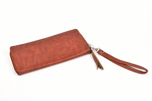 istock Brown leather wallet isolated on white background with clipping path 1301254908