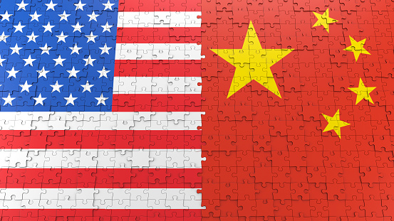 USA/China - jigsaw puzzle pattern