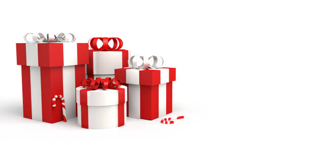 istock Christmas banner. Xmas background with red presents and candy canes. 1301256867