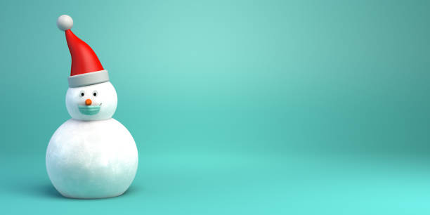 istock Safe christmas banner. Snowman with surgical mask. 3d illustration. 1301257640