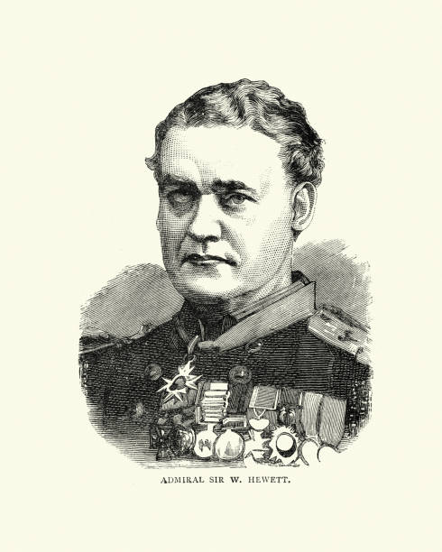 illustrations, cliparts, dessins animés et icônes de amiral sir william hewett, officier de la royal navy et récipiendaire anglais de la croix de victoria - victoria cross