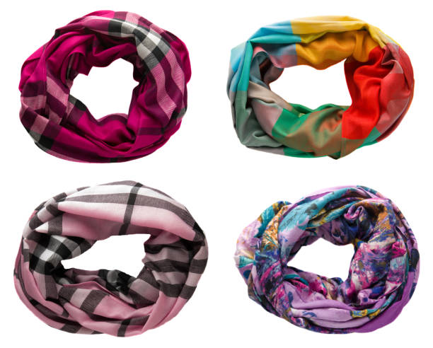 istock scarf summer. multicolored scarf. Scarf top view 1301259729