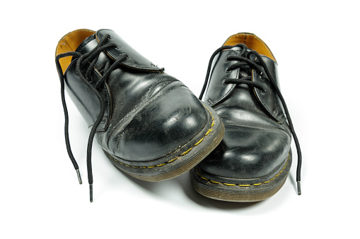 Old black business shoes