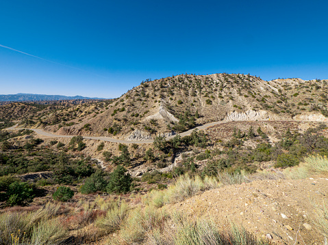Looking down a canyon in Frazier park, California on a clear sunny day.