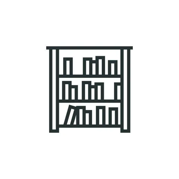 Vector illustration of Bookcase Line Icon