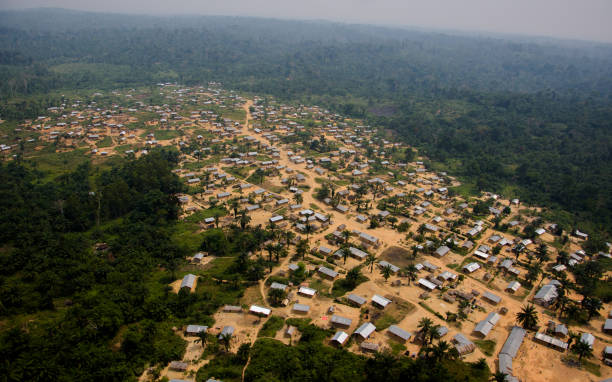 Aerial view on Biakato, Ituri, Democratic Republic of the Congo Aerial view from helicopter between Beni and Butembo, Democratic Republic of the Congo democratic republic of the congo stock pictures, royalty-free photos & images