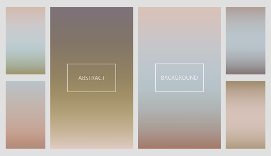 Set of pale colors gradients for smartphone screen backgrounds. Collection of neutral earth color soft vibrant wallpaper for mobile apps, ui design