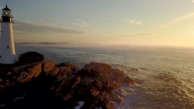 Portland Light in Maine Drone Video