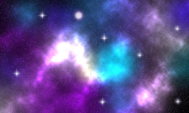 istock Beautiful colorful nebula with stars 1301275256