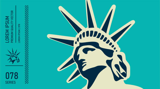 kopf der freiheitsstatue. usa-symbol. - famous place new york city new york state manhattan stock-grafiken, -clipart, -cartoons und -symbole