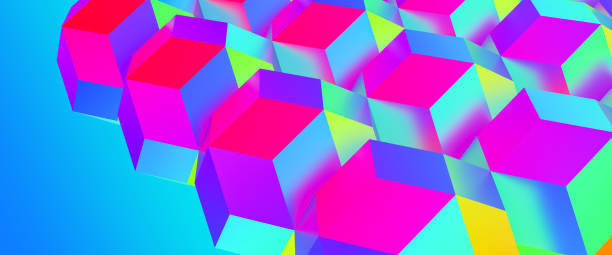 istock Abstract geometric background in rainbow colors. web banner size. 1301281616