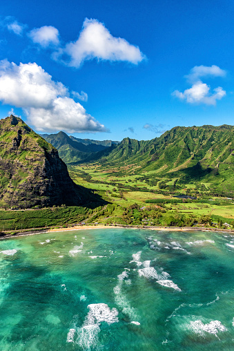 The unique and beautiful landscape of the coast of the northern shores of the island of Oahu, Hawaii