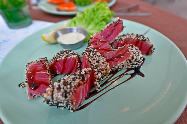 istock Delicious and healthy seafood dishes. 1301284347