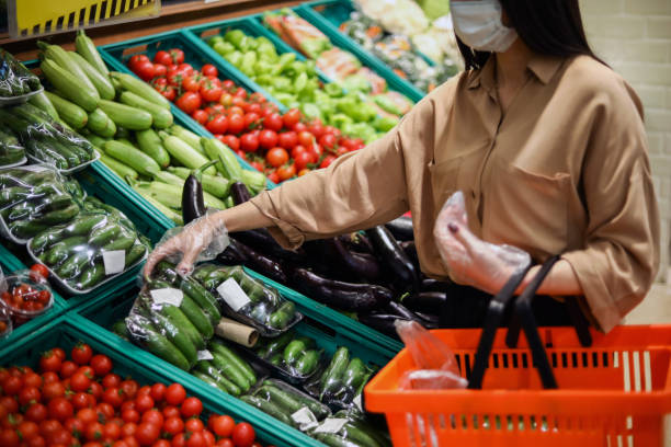 istock Sealed Packaging Vegetables in Supermarket 1301288083