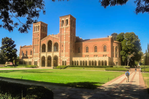 UCLA Campus with Royce Hall Los Angeles, CA USA - Sep 29, 2018: 
 A building of the Royce Hall is on the campus of the University of California, Los Angeles. ucla photos stock pictures, royalty-free photos & images