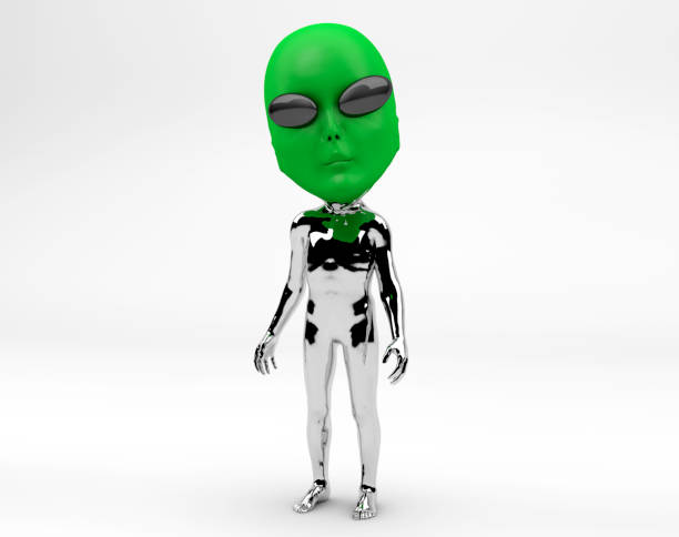istock Green Alien with Shiny Space Suit 1301290795