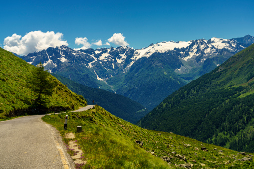 Passo Gavia, Brescia province, Lombardy, Italy: landscape along the mountain pass at summer